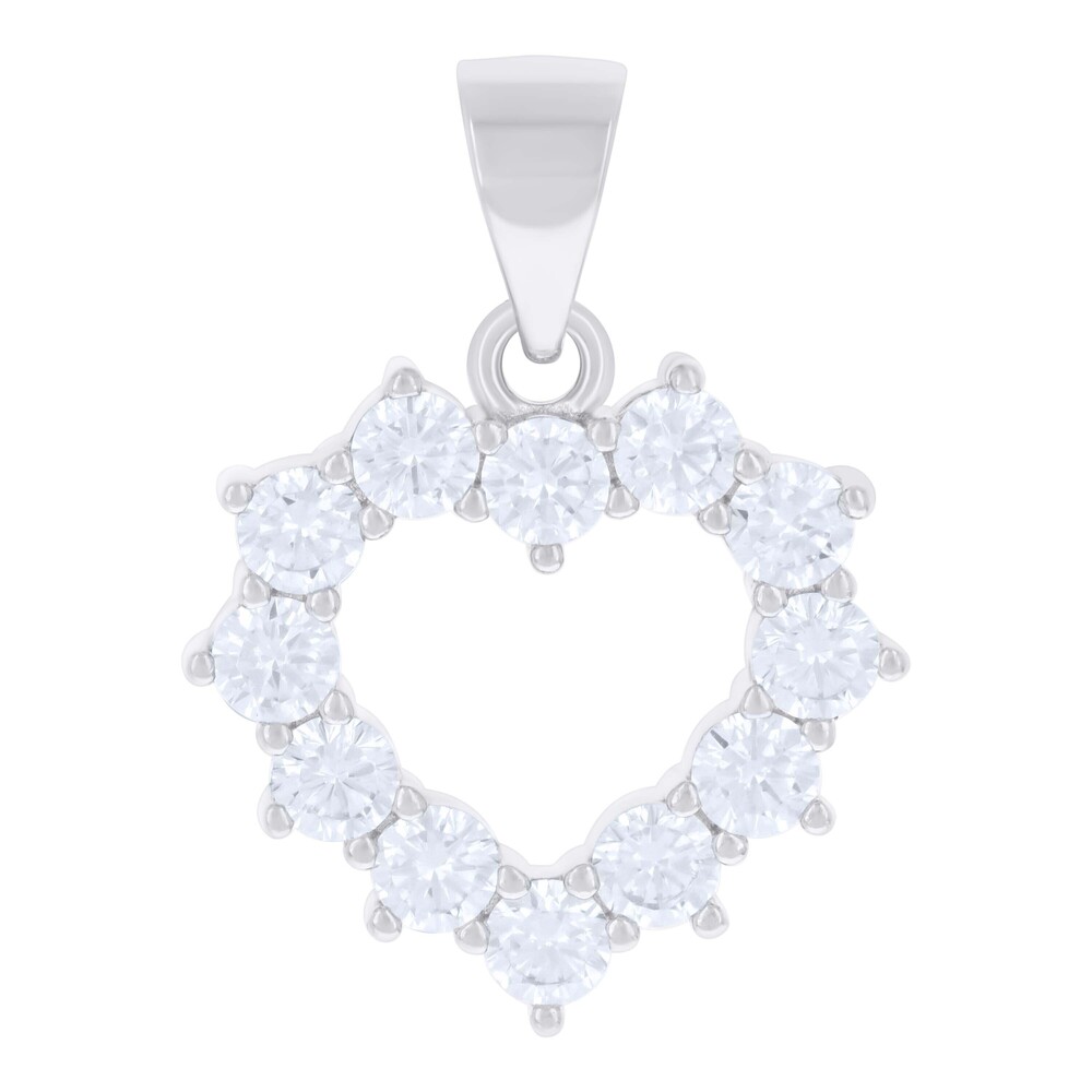 925 Sterling Silver Womens Cubic-Zirconia Heart Charm Pendant